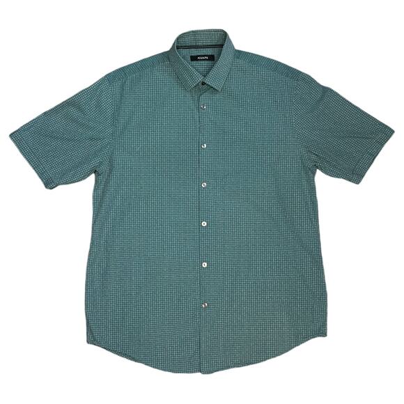 Alfani Men’s M Blue Plaid Button-Up Short Sleeve Casual Shirt - Picture 1 of 8